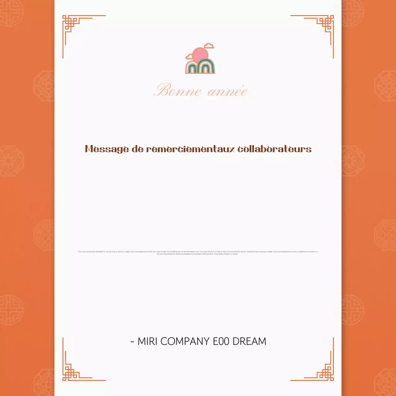 Vœux traditionnels du Nouvel An en orange