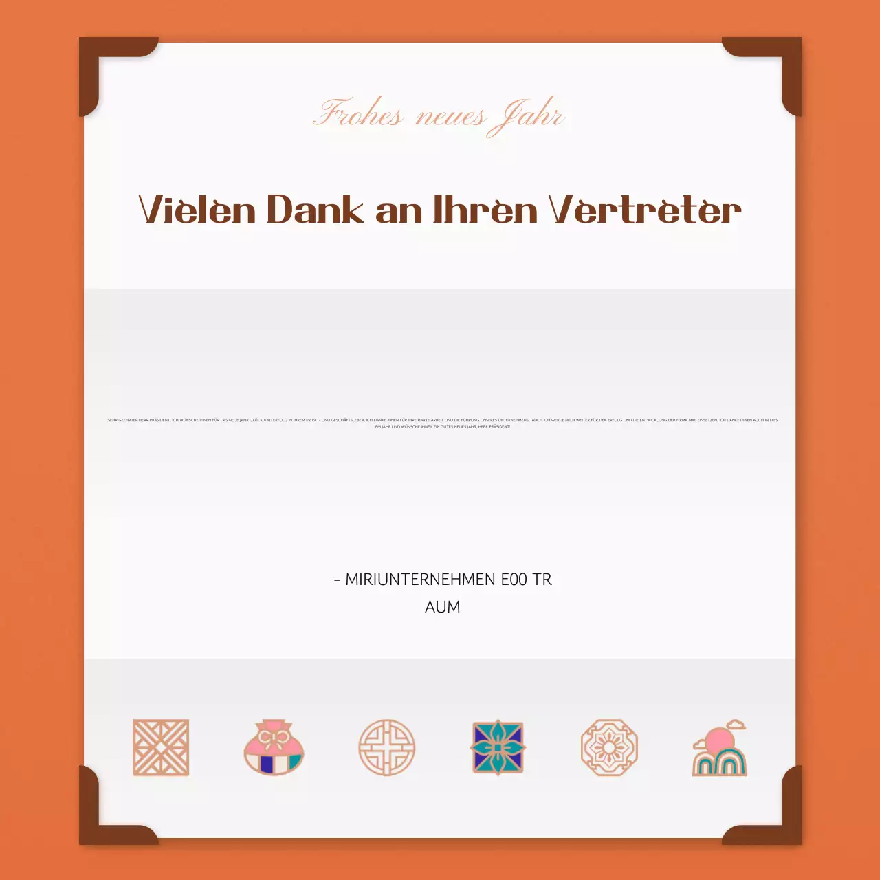 Traditionelle Neujahrsgrüße in Orange