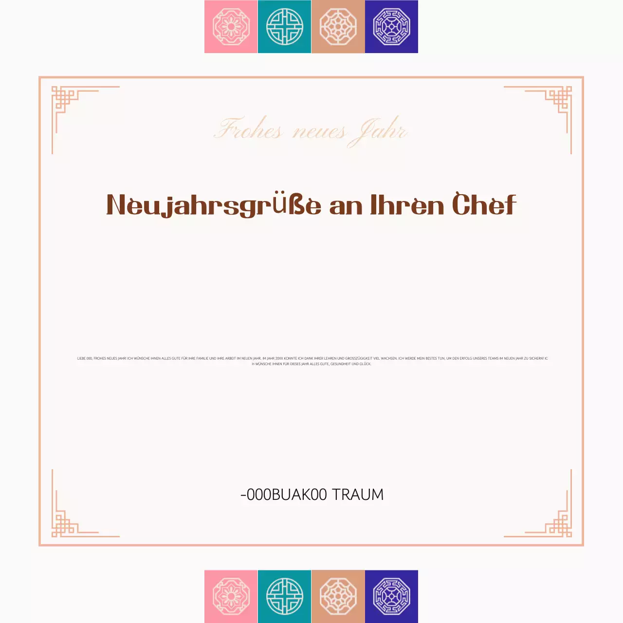 Traditionelle Neujahrsgrüße in Orange