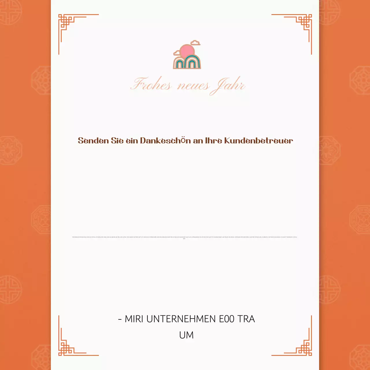 Traditionelle Neujahrsgrüße in Orange