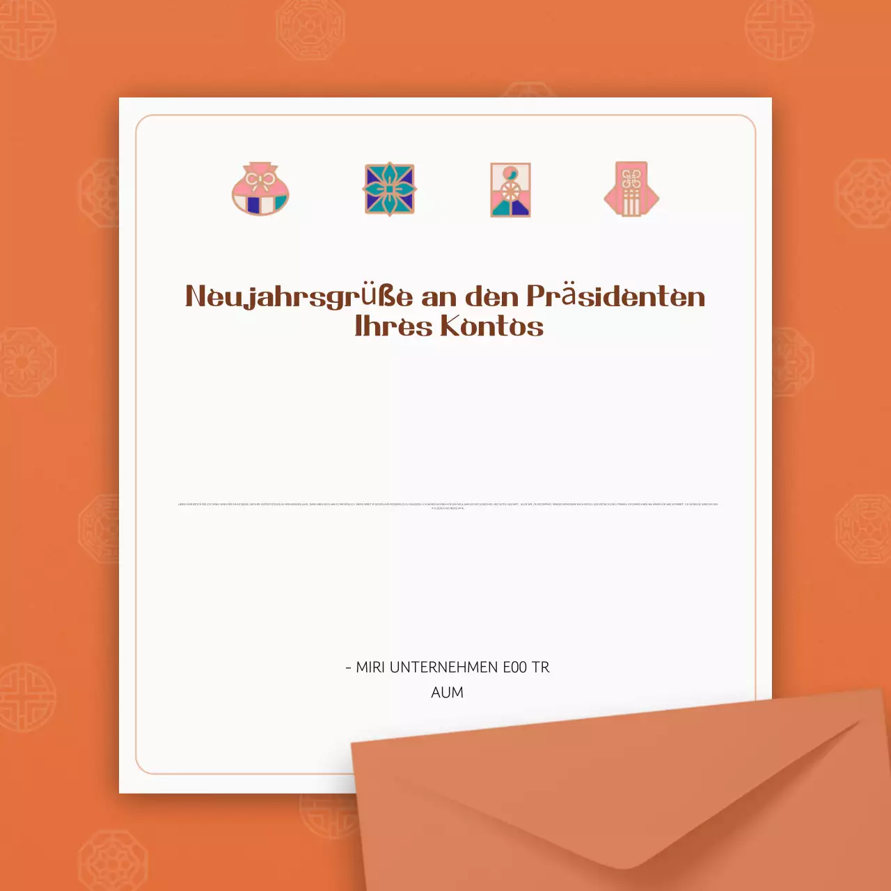 Traditionelle Neujahrsgrüße in Orange