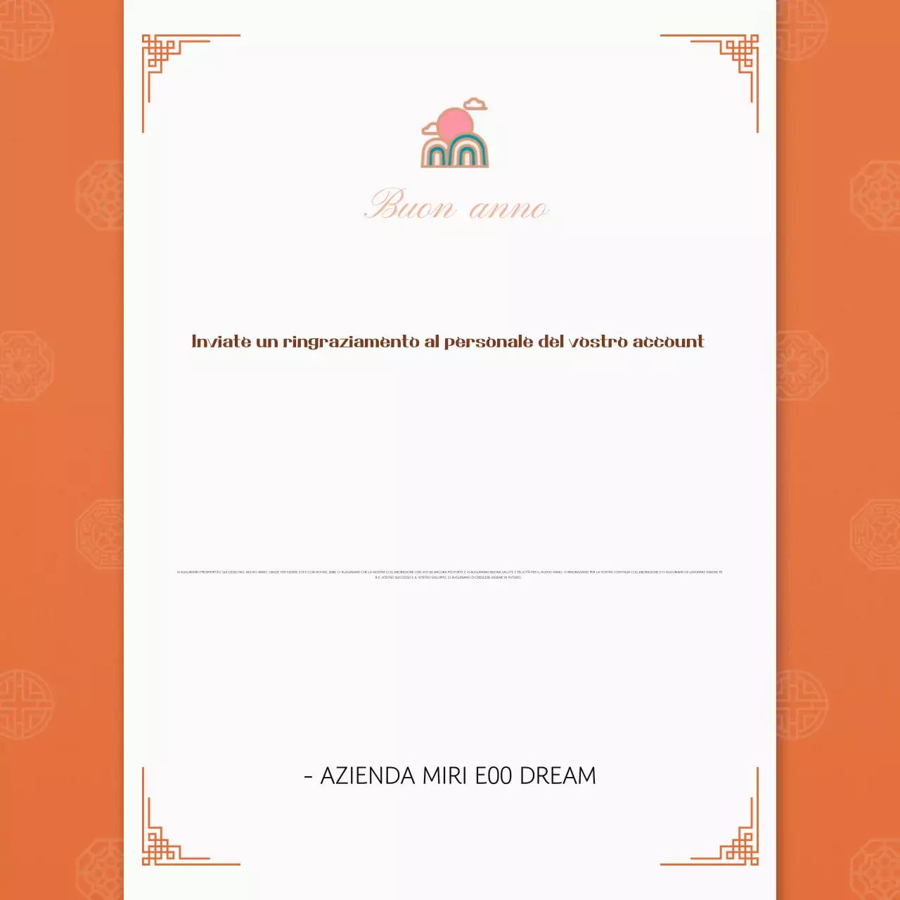 Auguri tradizionali di Capodanno in arancione