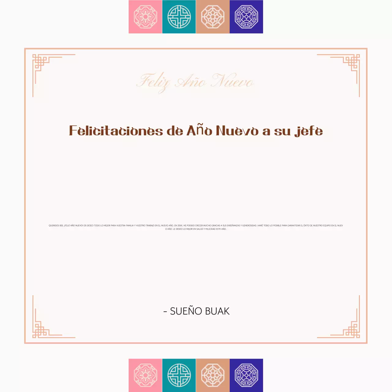 Felicitación tradicional de Año Nuevo en naranja