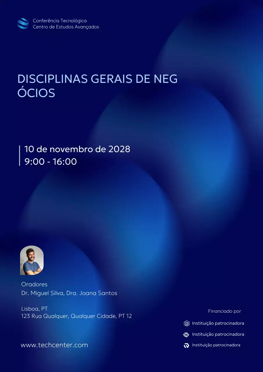 anúncio de empresa moderna azul