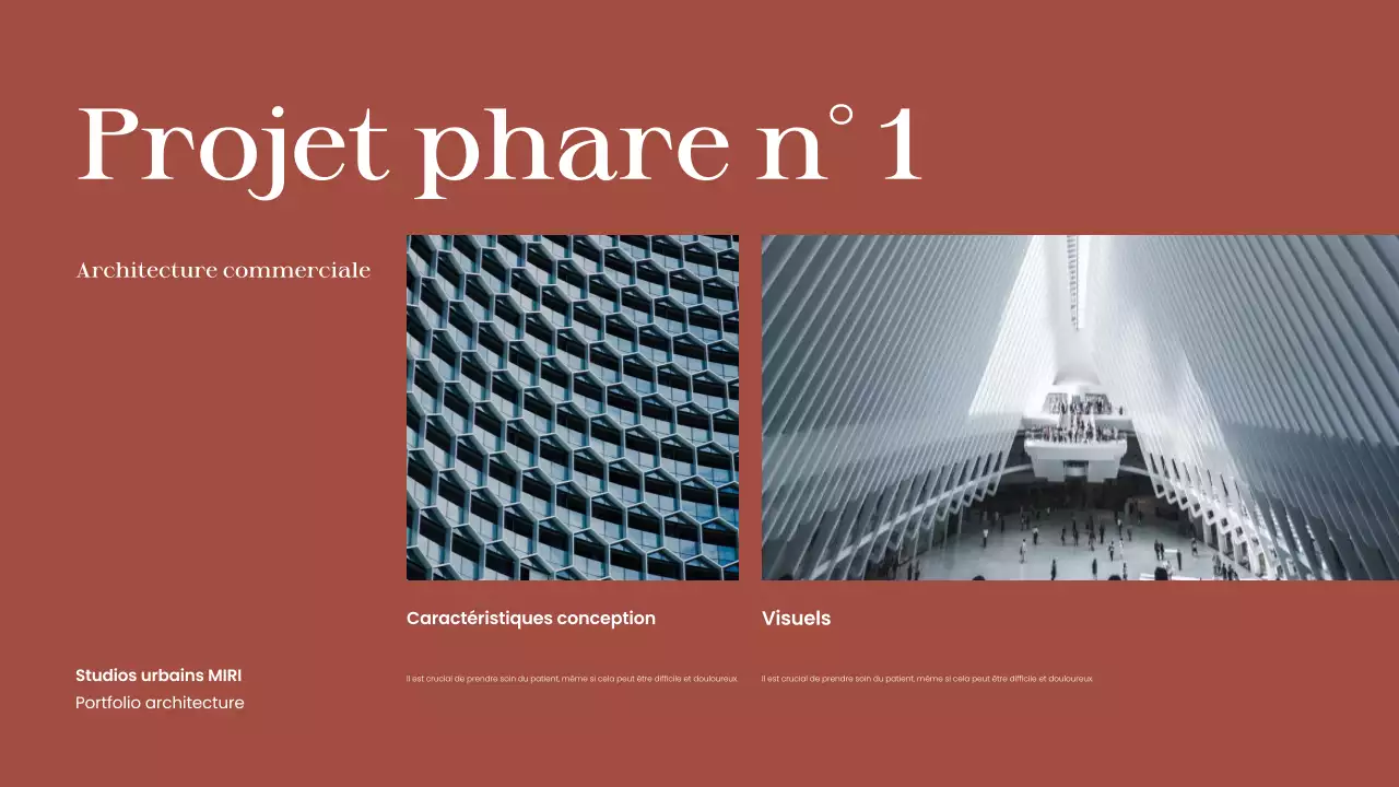 Portefeuille d'architecture moderne rouge et marron