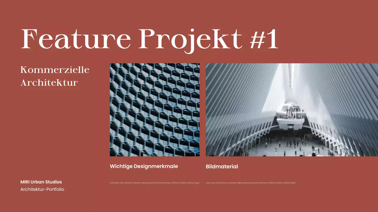 Rotbraunes Portfolio moderner Architektur