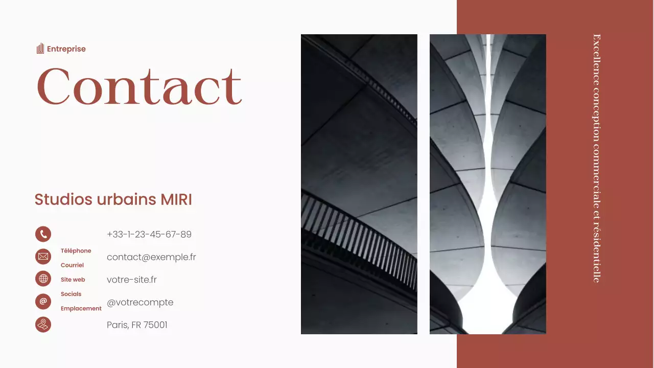 Portefeuille d'architecture moderne rouge et marron