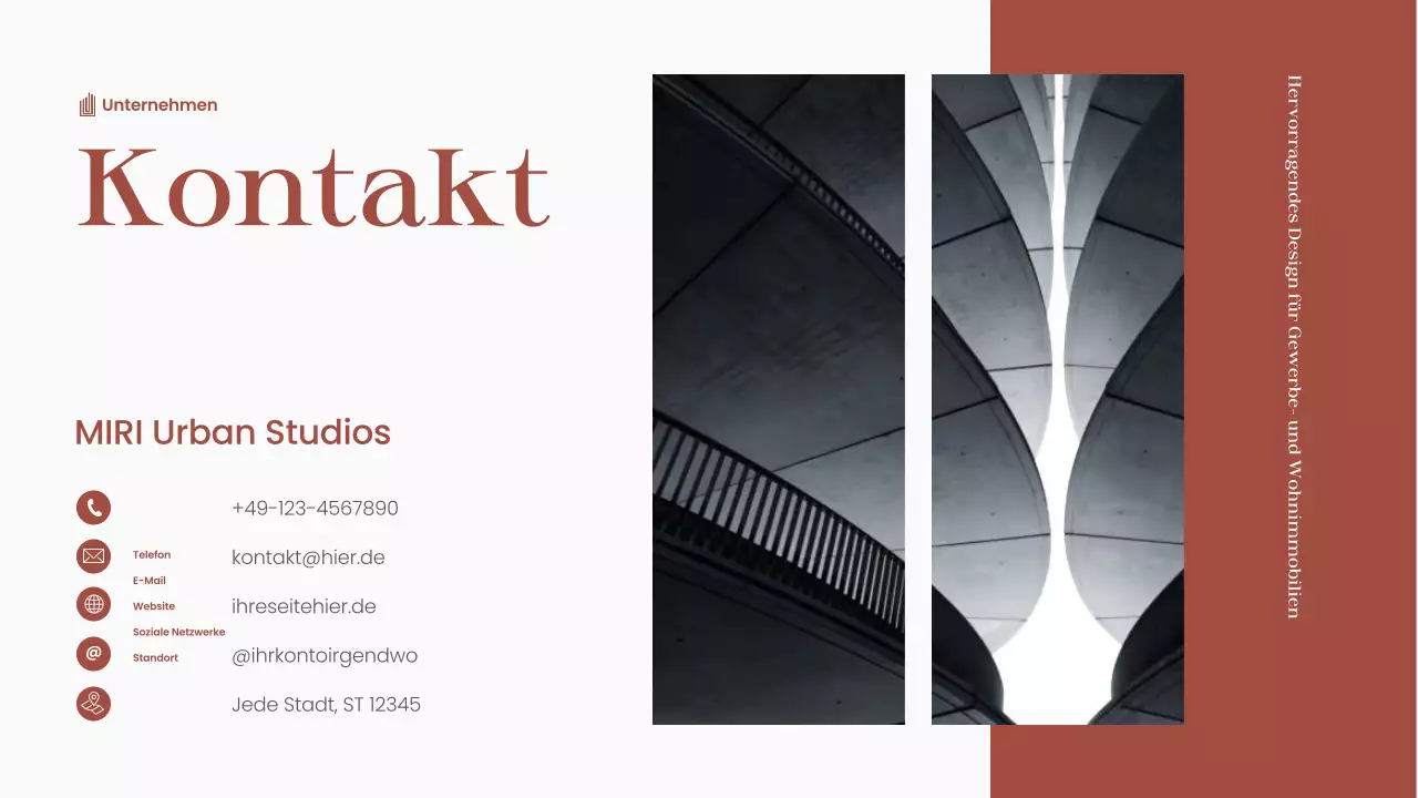 Rotbraunes Portfolio moderner Architektur