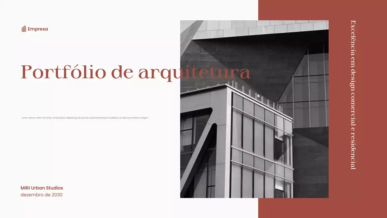 Portfólio de arquitetura moderna castanha vermelha