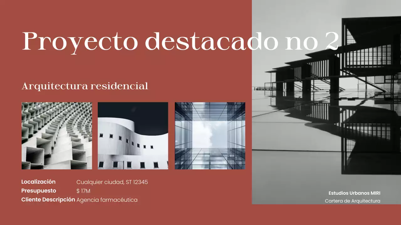 Cartera de arquitectura moderna marrón rojizo