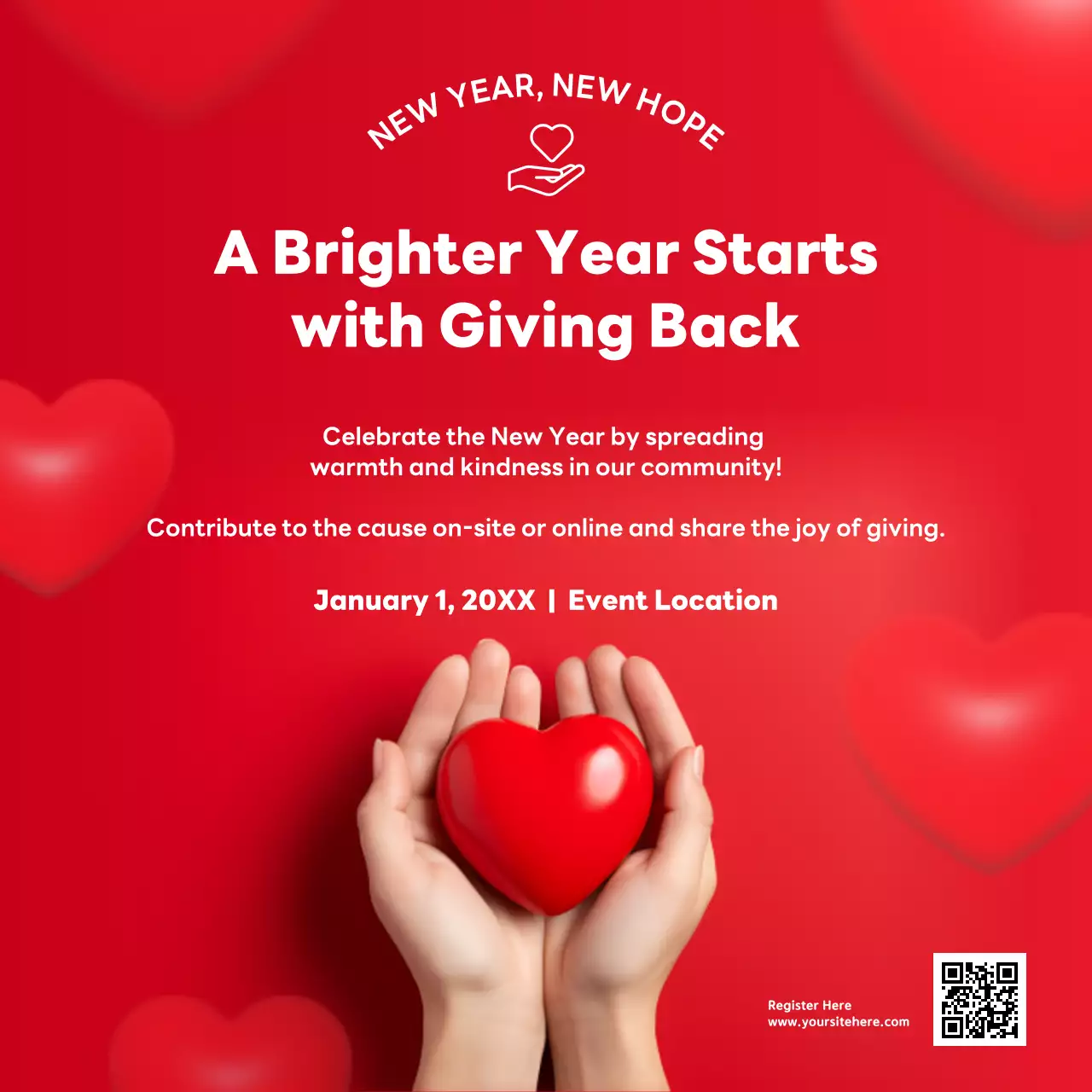 Red Modern Charity Event Invitation Social Media Post