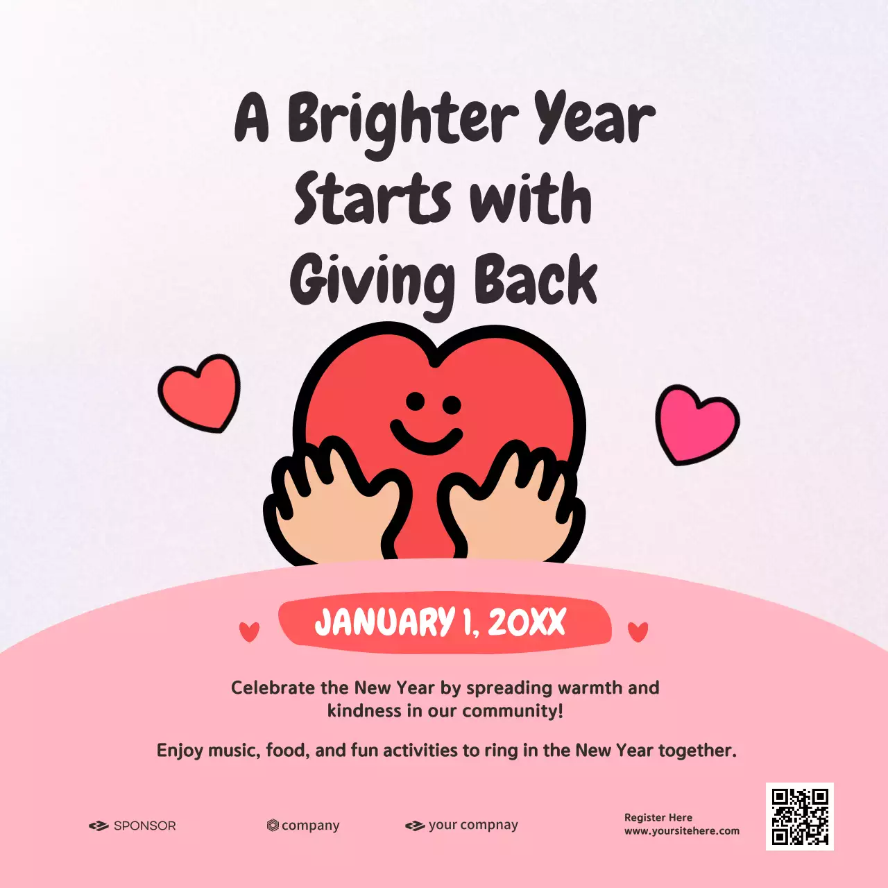 Pink Simple Charity Event Invitation Social Media Post