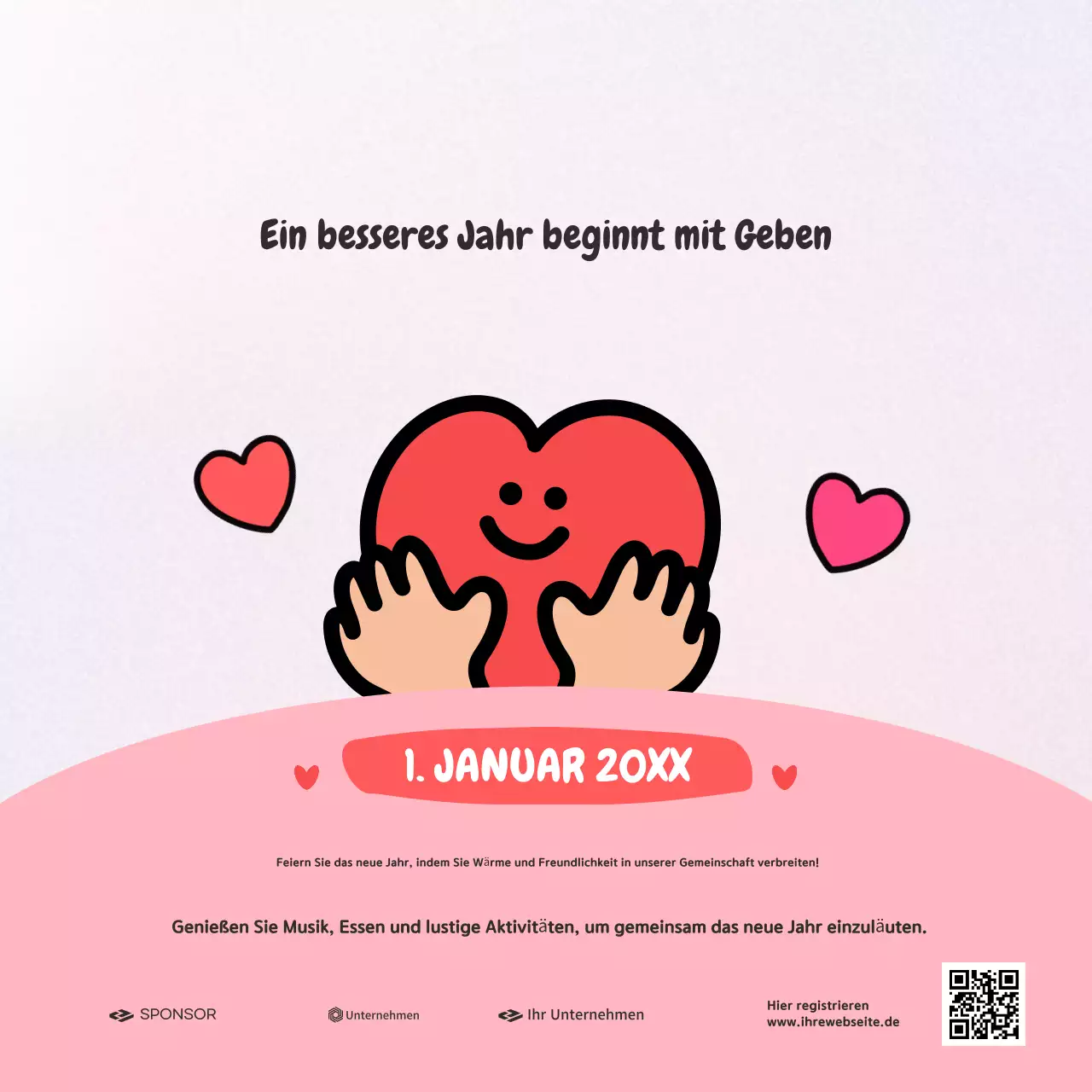 rosa fröhliche gemeinschaftsveranstaltung ankündigung