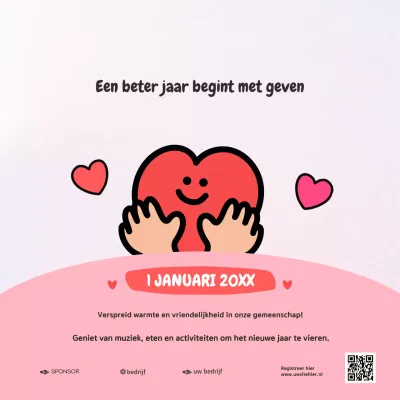 aankondiging roze vrolijk gemeenschapsevenement