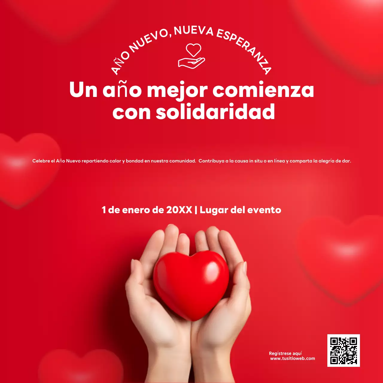 invitación moderna roja benéfica