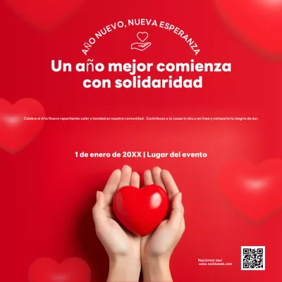 invitación moderna roja benéfica