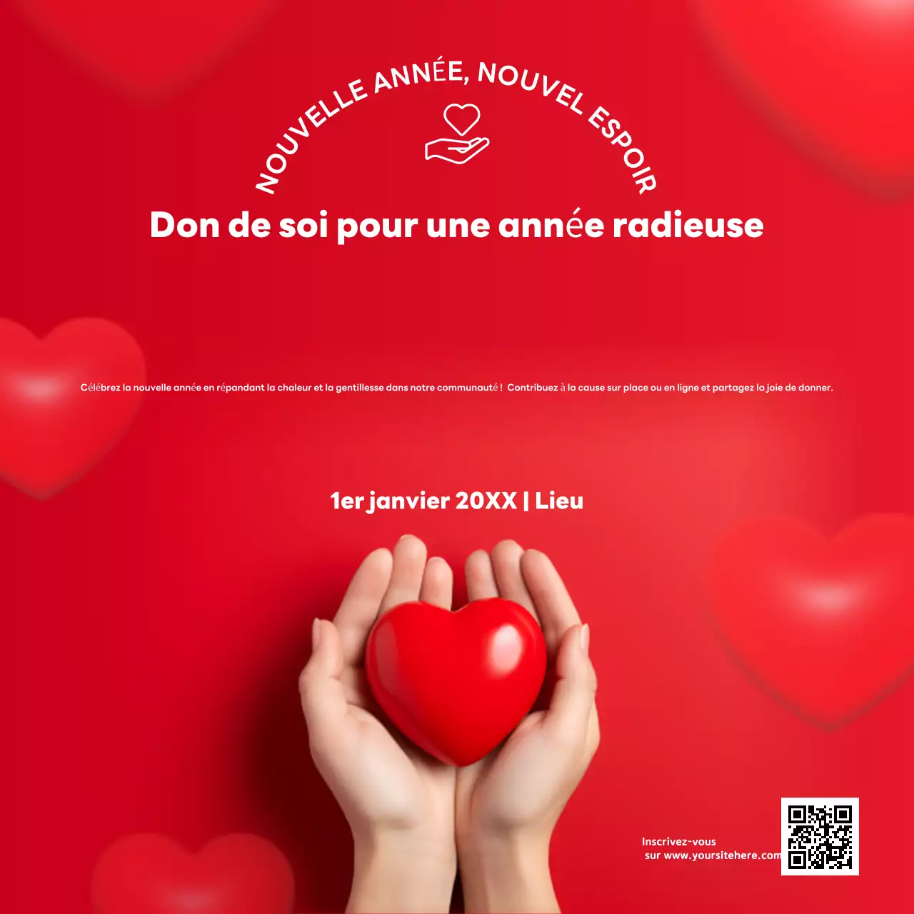 invitation de charité moderne rouge