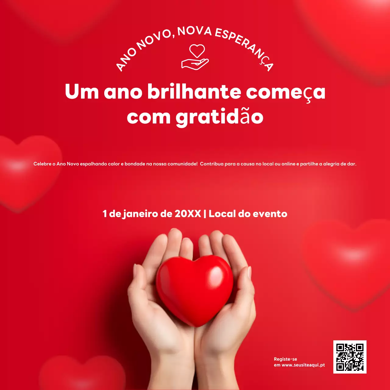 convite vermelho moderno para acções de beneficência