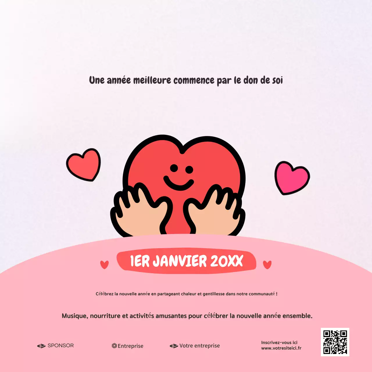 annonce d'un événement communautaire pink cheerful