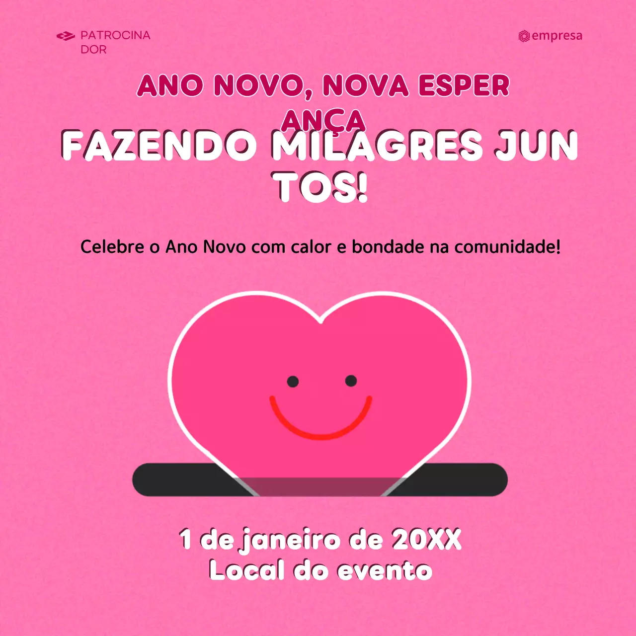 convite comunitário moderno cor-de-rosa