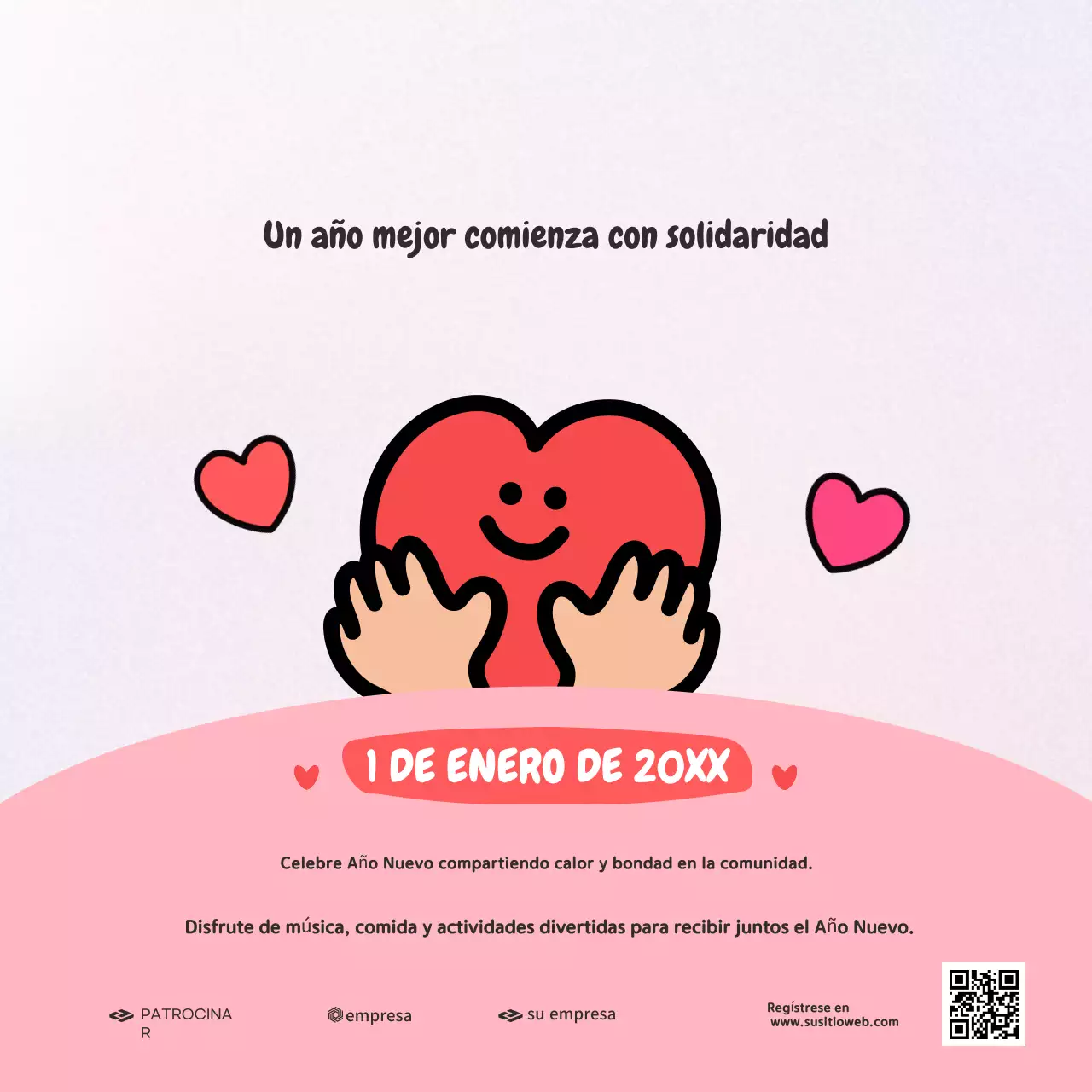 anuncio de acontecimiento comunitario rosa alegre