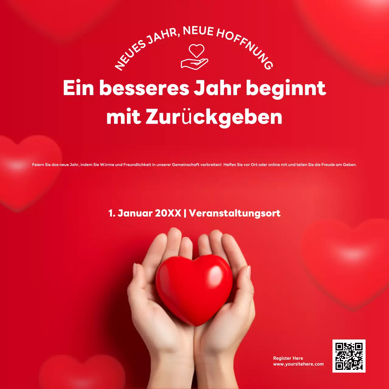 rote moderne Wohltätigkeitseinladung