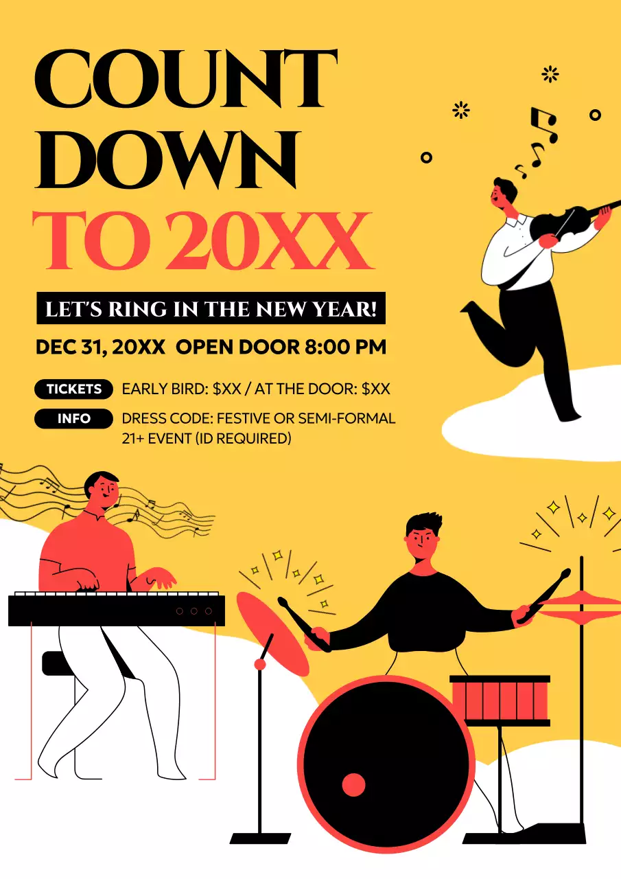 yellow retro event invitation