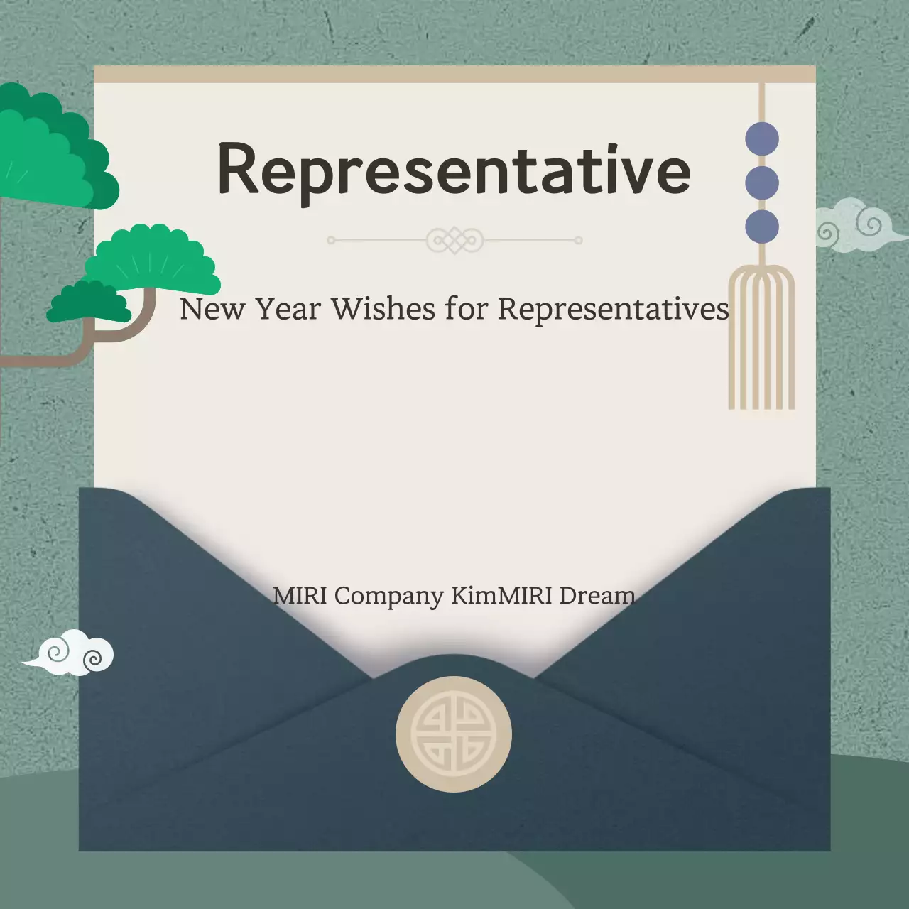 Convite azul tradicional de saudações de ano novo Instagram Carousel