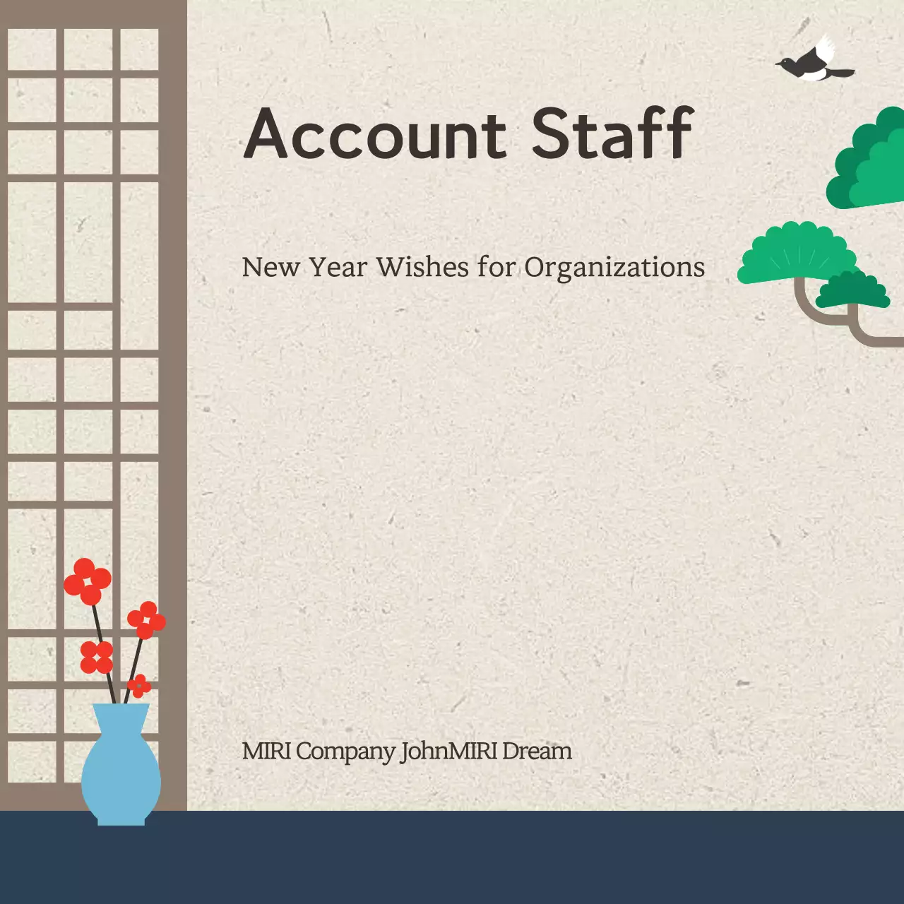 Convite azul tradicional de saudações de ano novo Instagram Carousel