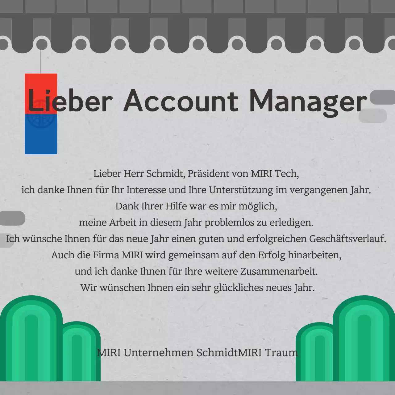 Planung eines grauen traditionellen Neujahrsgrußes