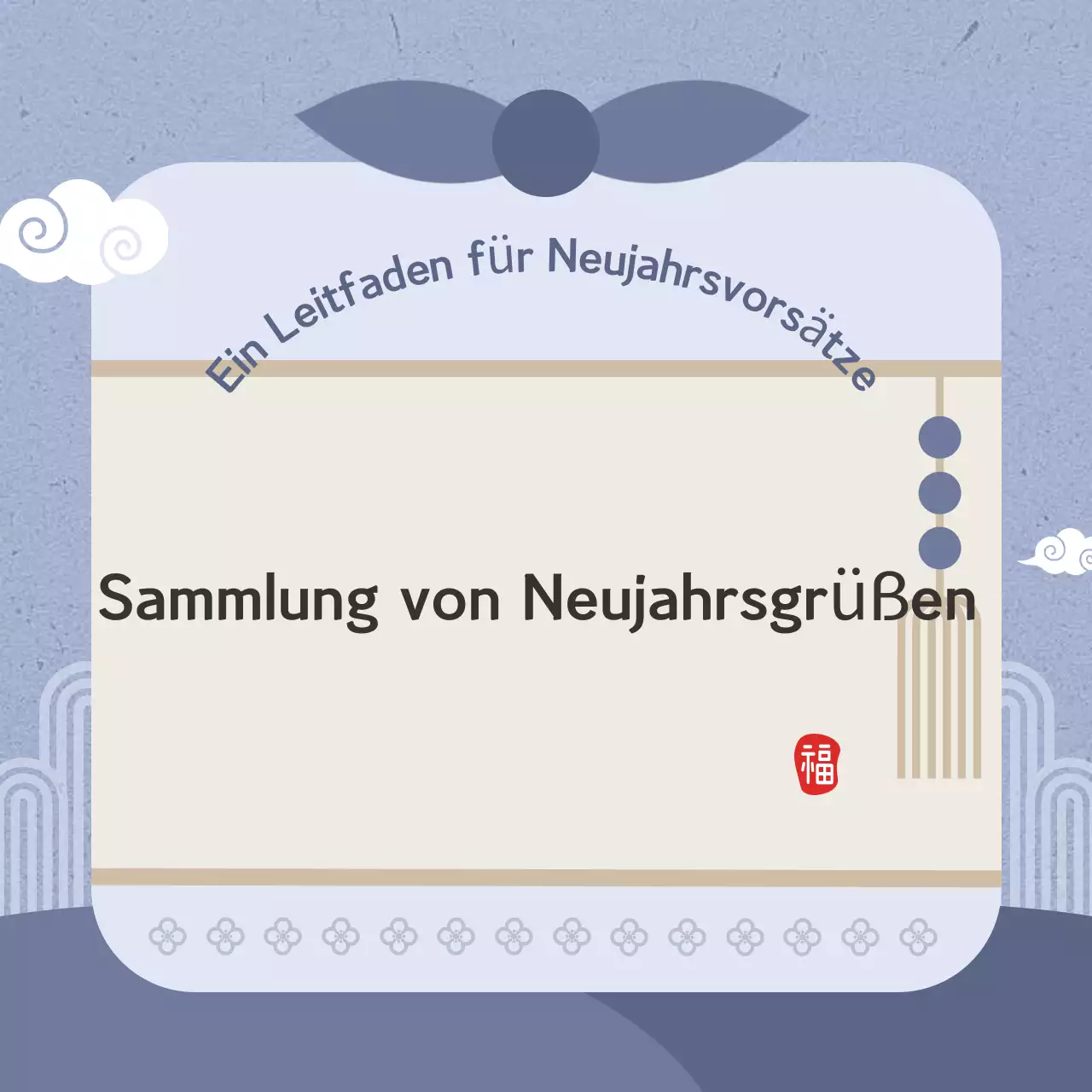 Planung eines grauen traditionellen Neujahrsgrußes