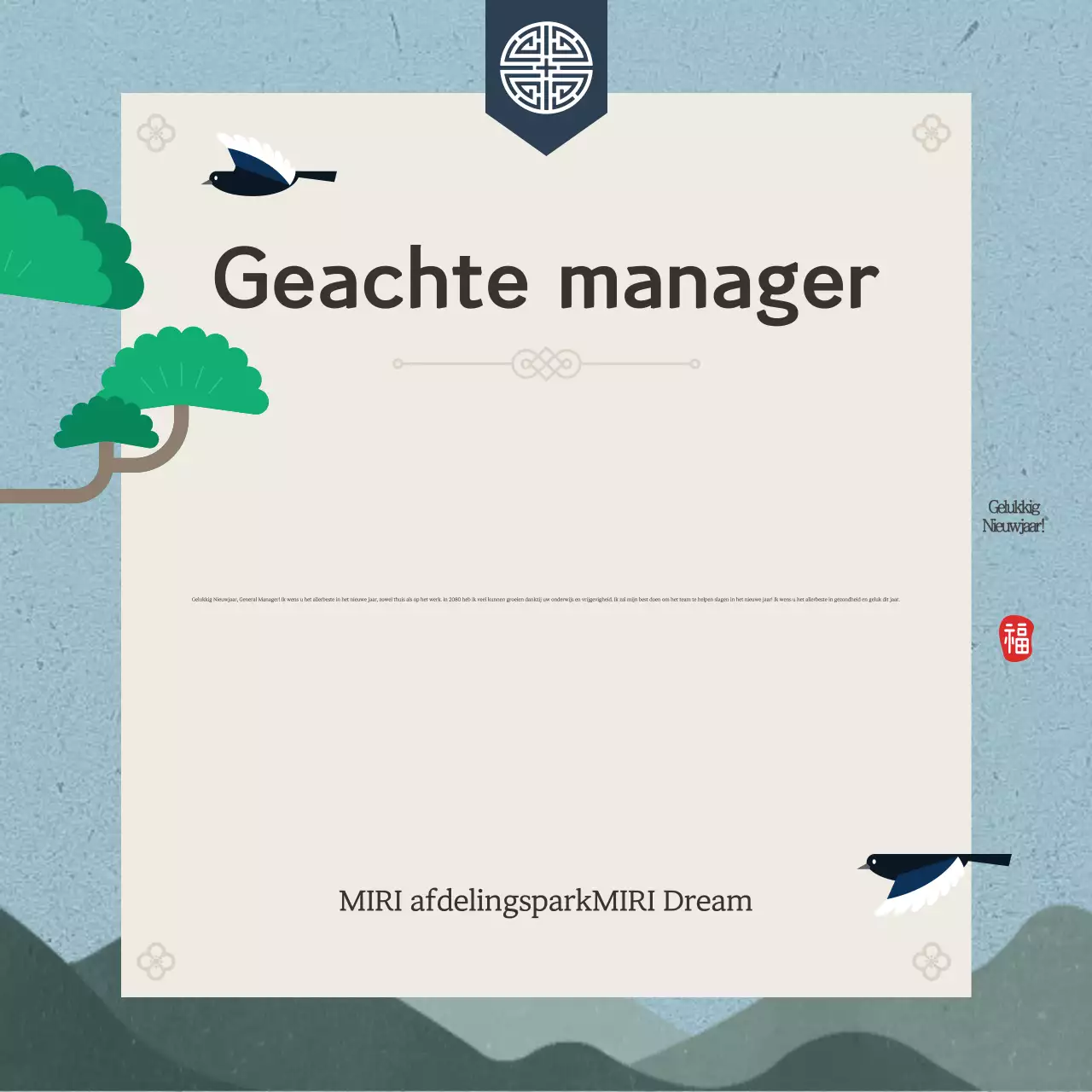 Een grijze traditionele nieuwjaarsgroet plannen