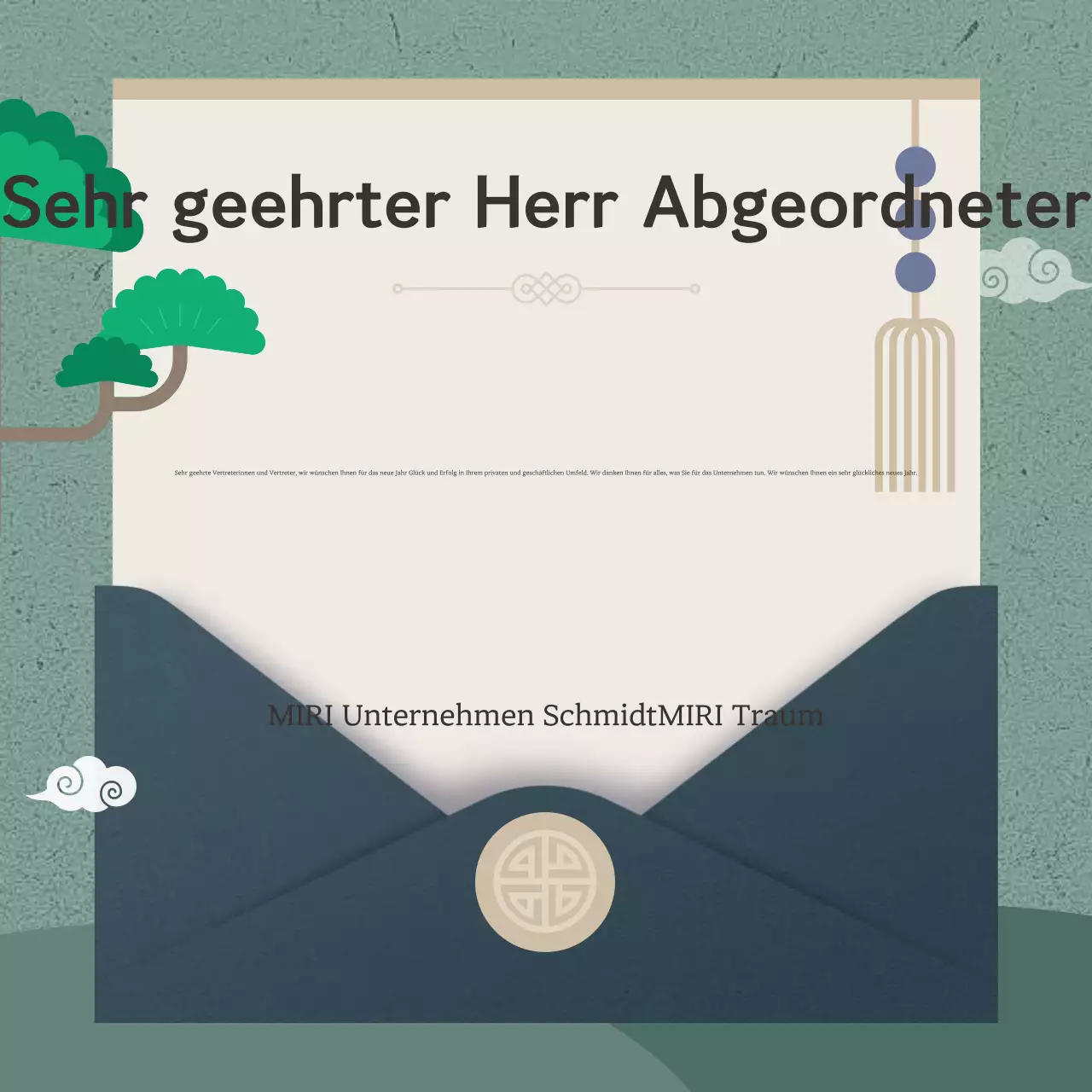 Planung eines grauen traditionellen Neujahrsgrußes