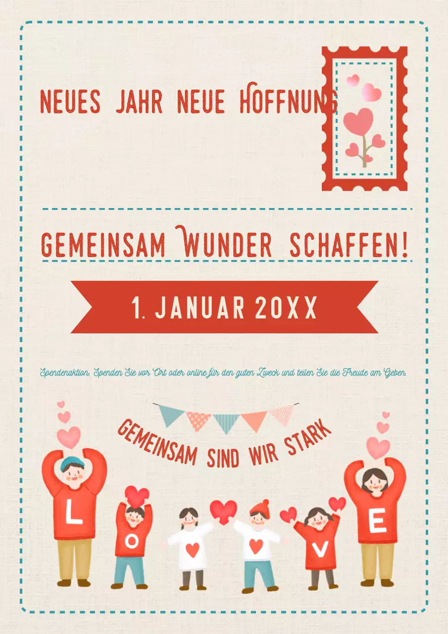 rote retro neujahrsankündigung