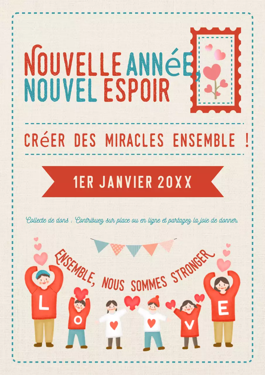 annonce du nouvel an rétro rouge