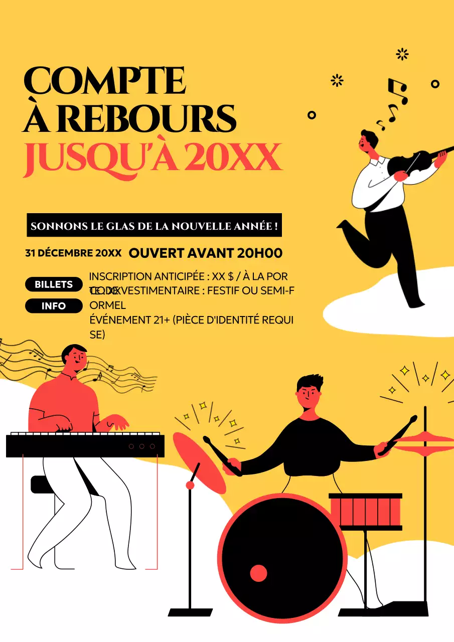 invitation à un événement rétro jaune