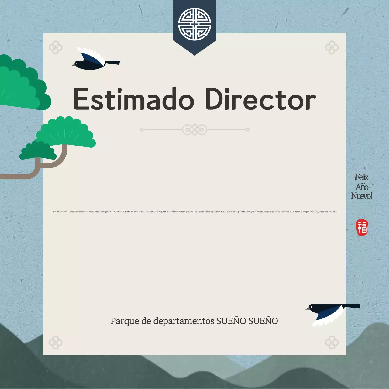 Planificar una felicitación de Año Nuevo gris y tradicional