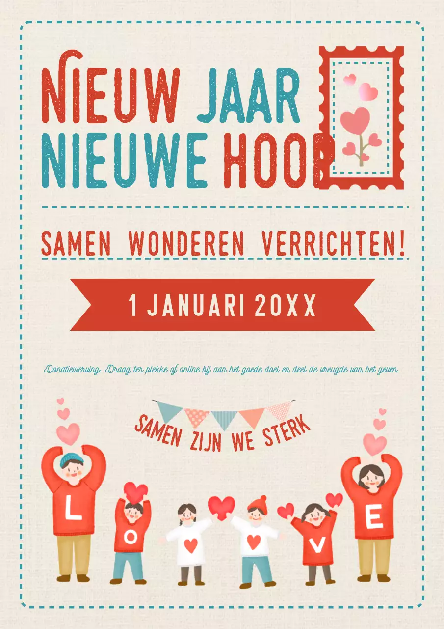 rood retro nieuwjaar aankondiging