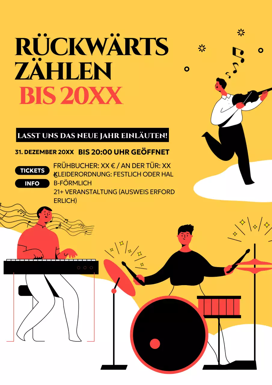 gelbe Retro-Event-Einladung