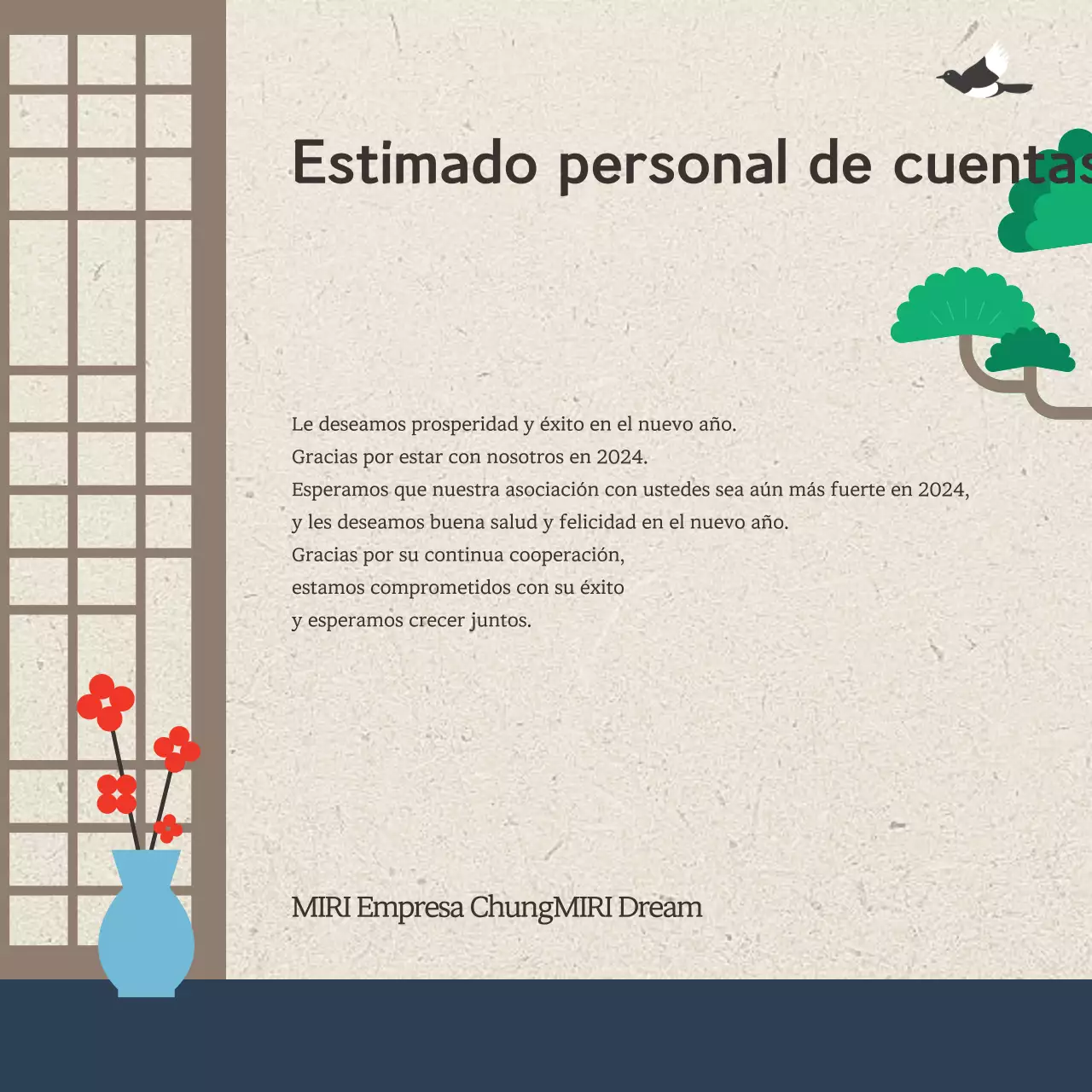 Planificar una felicitación de Año Nuevo gris y tradicional