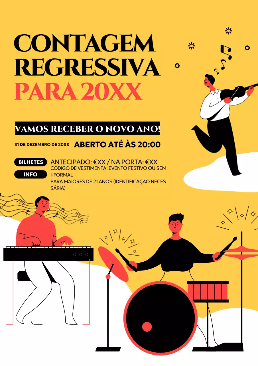 convite amarelo para evento retro