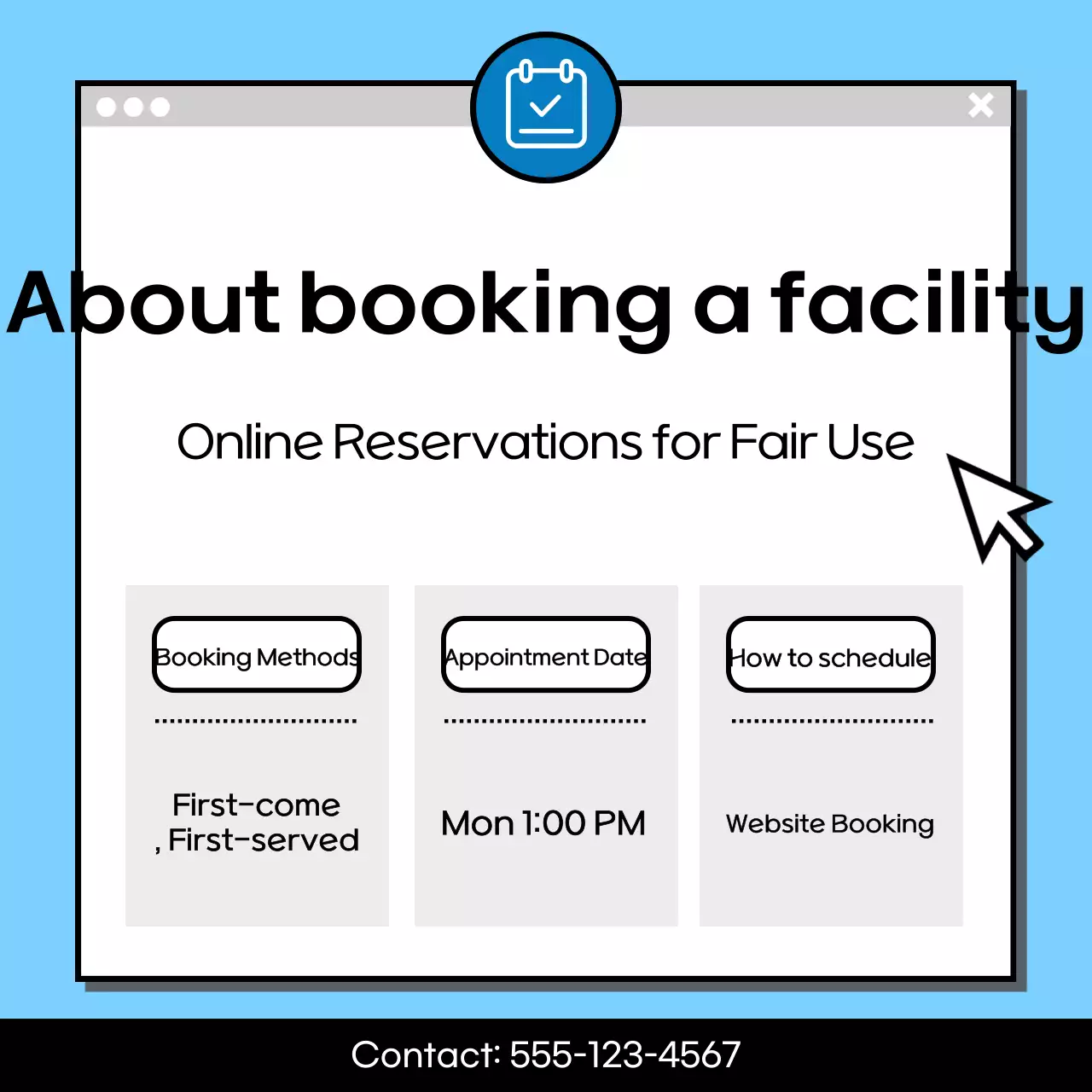 Guia de reservas Blue Modern Postagem de mídia social