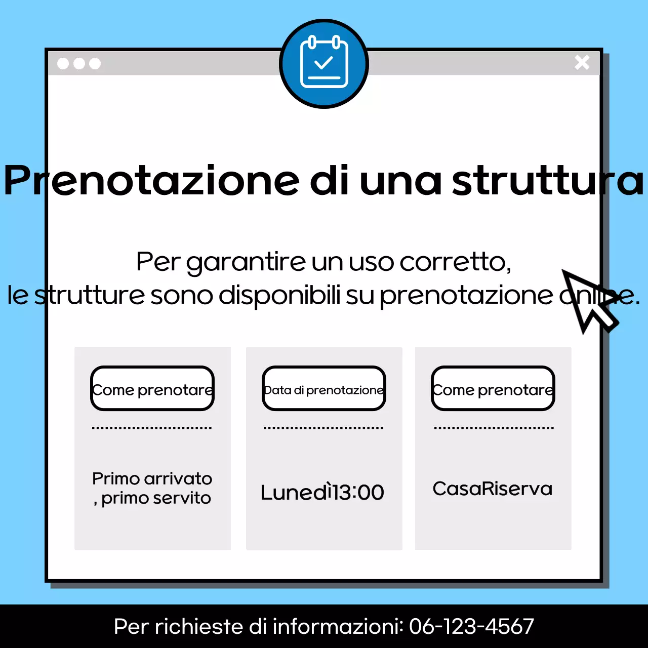 Istruzioni per la prenotazione del pulito di colore azzurro