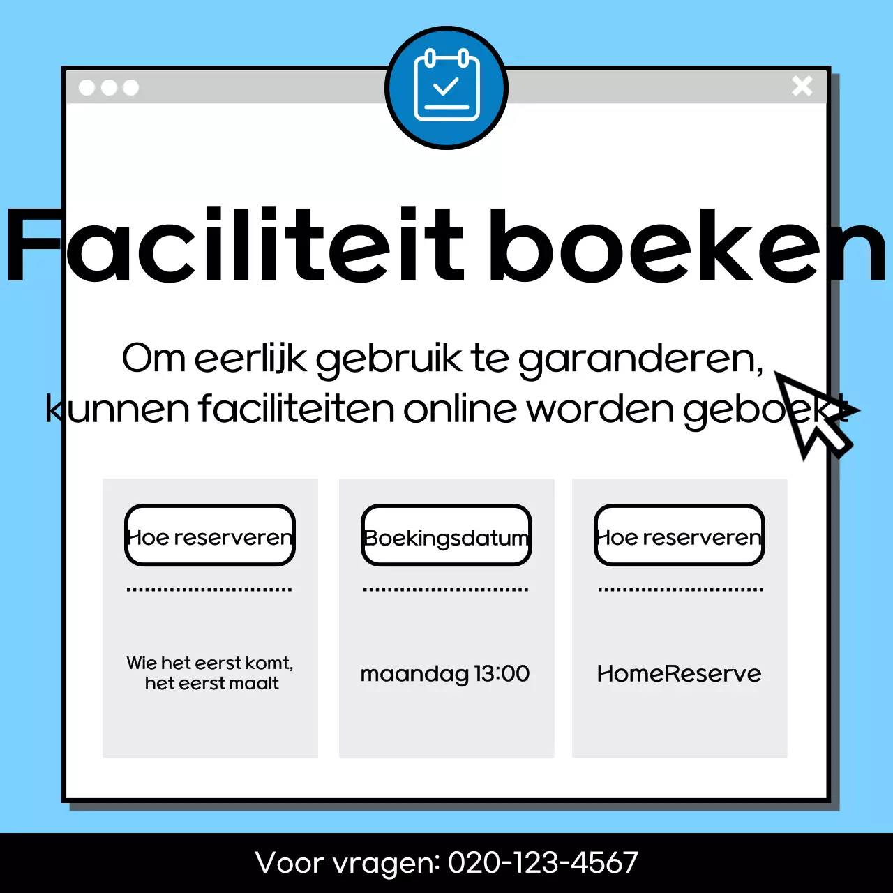 Lichtblauwe schone boekingsinstructies