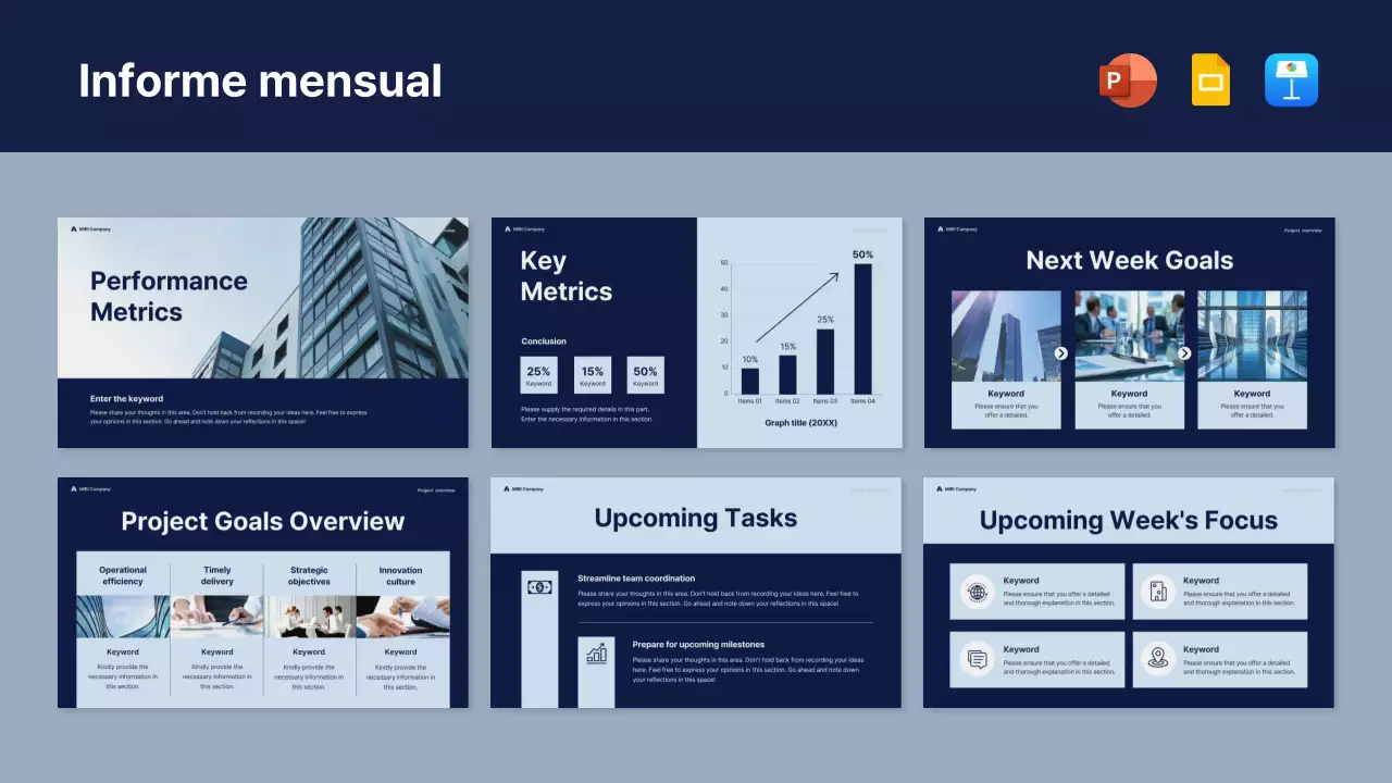 navy modern business report pitch