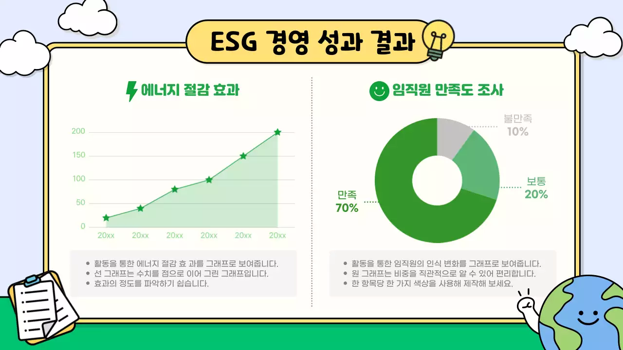 하늘색과 초록색의 아기자기한 친환경 활동 보고서