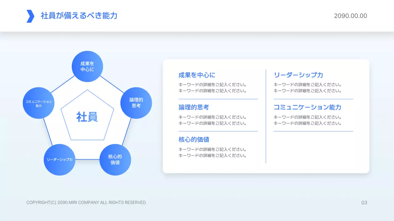 青 シンプル 研修 プレゼンテーション
