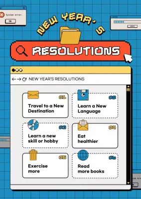 Blue Retro New Year Planner Poster