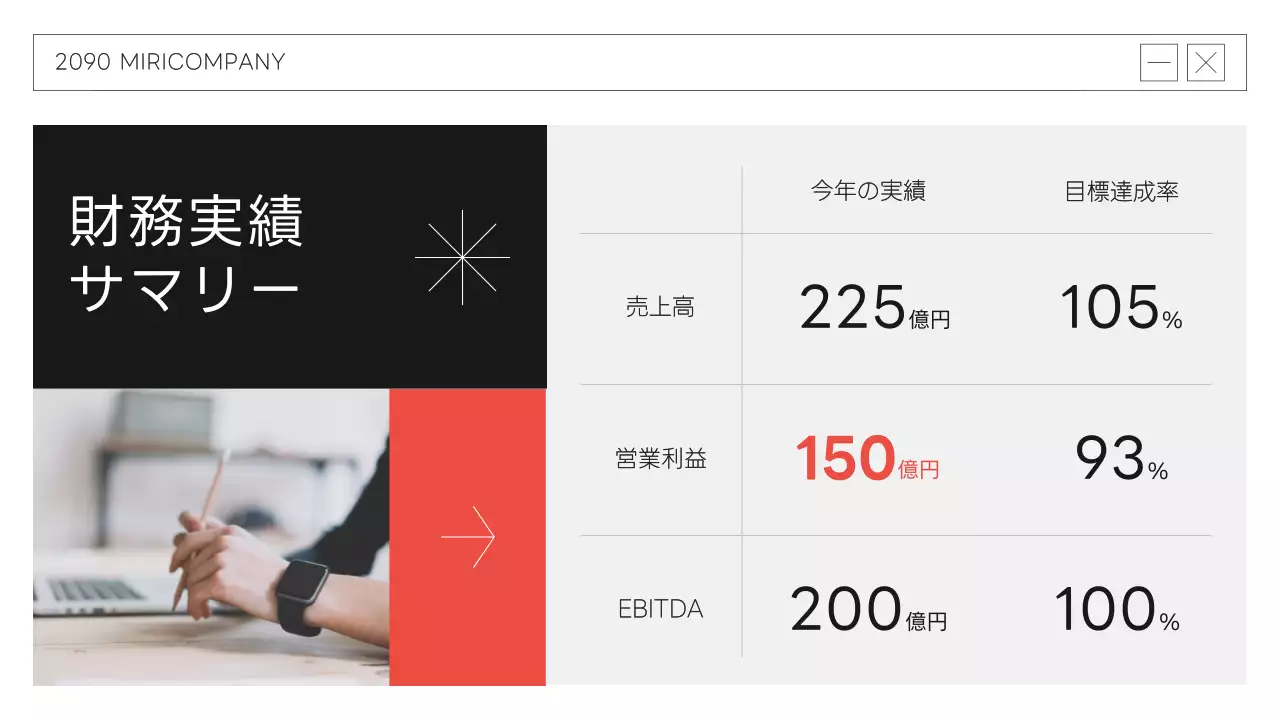 黒 モダン ビジネス 報告書 プレゼンテーション