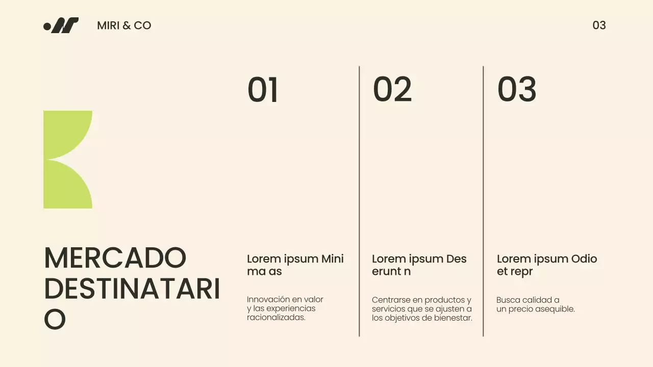 Verde y beige Moderno Minimalista Ir al Mercado Presentación Estratégica